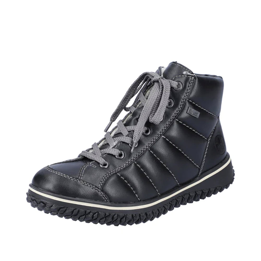 RIEKER PUFF HIGH TOP BLACK - WOMENS sneaker, designed for comfort and flexibility, isolated on a white background.