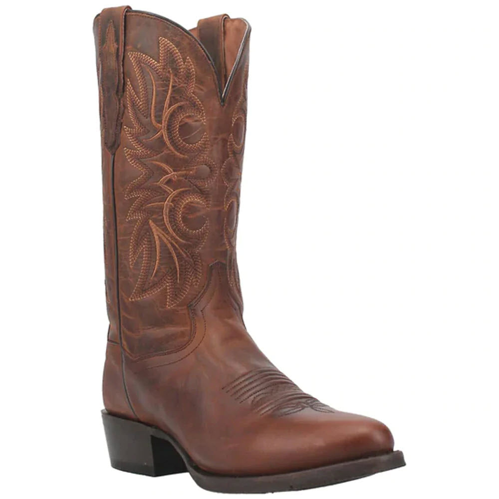 Dan Post Men&#39;s Cottonwood Rust Western Boot with decorative Western stitching and removable orthotic insole.