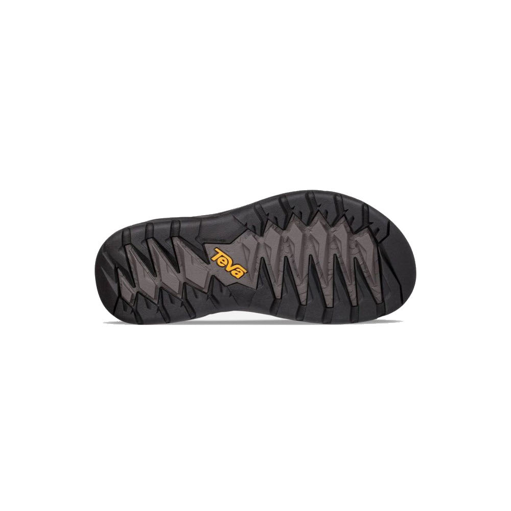 Black TEVA TERRA FI 5 UNIVERSAL GRAY/BLACK - MENS shoe sole with ultra-grippy rubber outsole, tread pattern, and Teva brand logo visible.