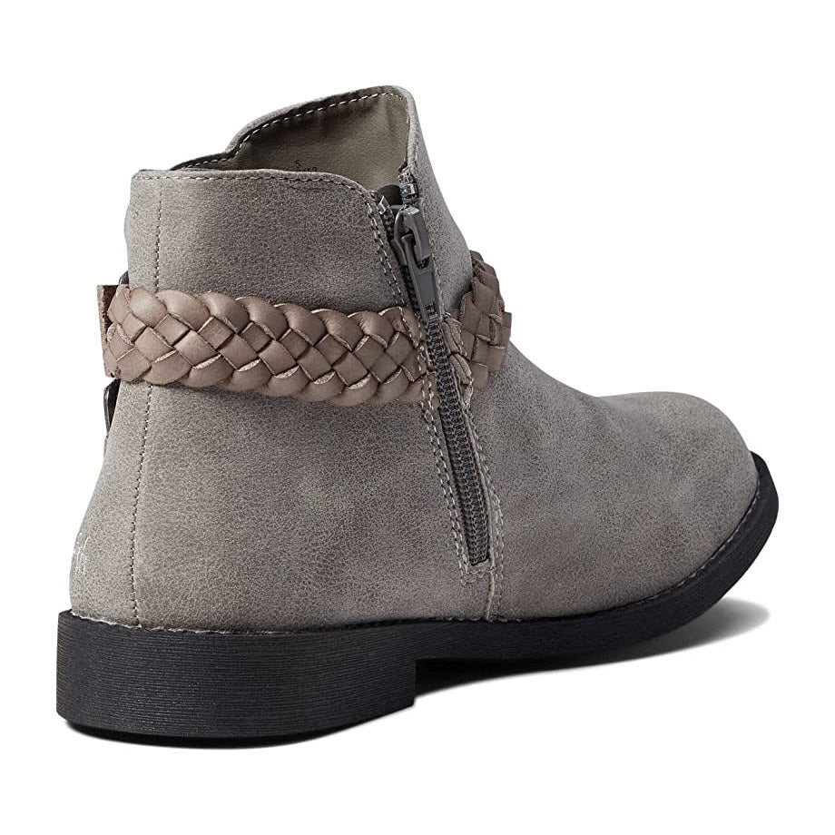 A pair of trendy grey ankle boots from Blowfish with braided detail and side zippers.