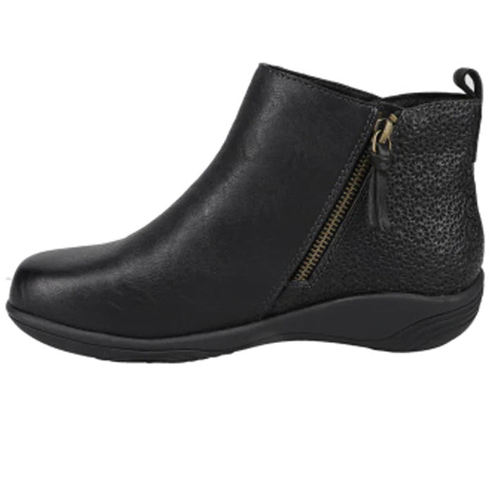 Halsa HALSA ALTHEA BLACK - WOMENS hand tooled leather ankle bootie with side zipper.