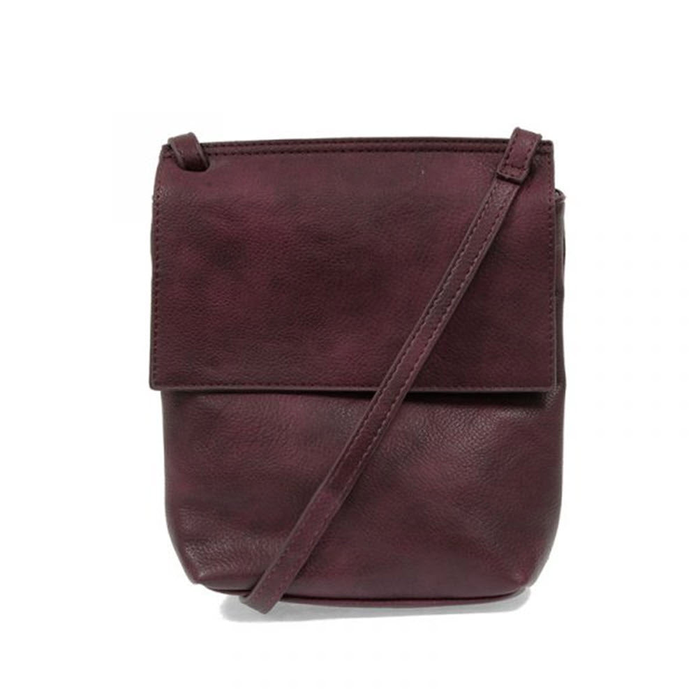 JOY SUSAN AIMEE FRONT FLAP CROSSBODY AUBERGINE with a magnetic snap closure.