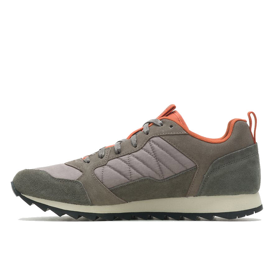 A single gray and orange Merrell Alpine Sneaker with a white sole, viewed from the side.