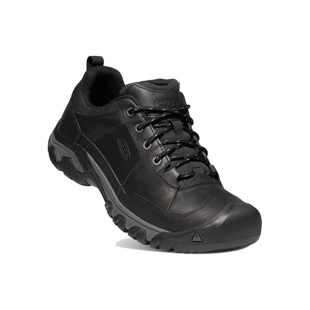 Keen Targhee III Oxford Black/Magnet - Mens hiking shoe with premium leather uppers, featuring a reinforced toe and rugged sole, displayed on a white background.