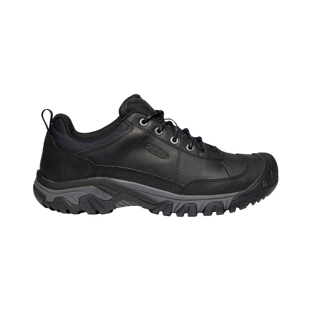Keen Targhee III Oxford Black Magnet hiking shoe with premium leather uppers and a brand logo on the side, isolated on a white background.