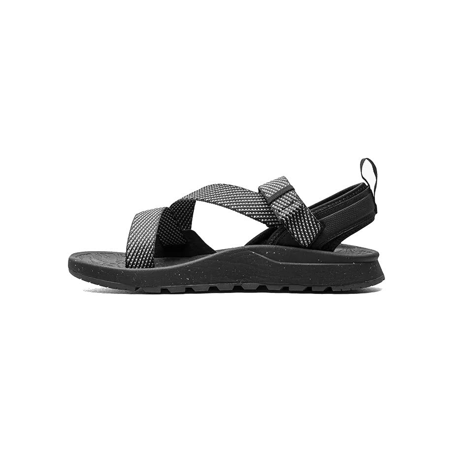 Forsake Rogue Black adventure sandal with a thick sole, isolated on a white background.