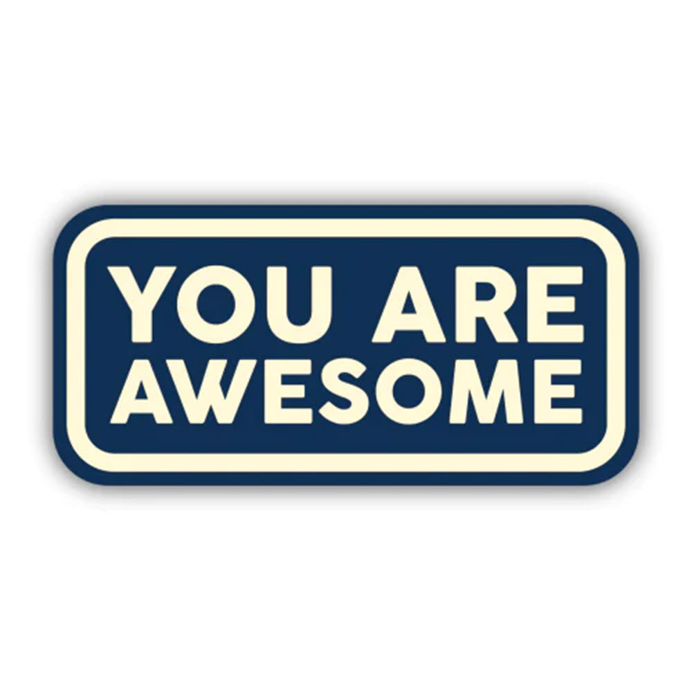 A quality blue and white STICKERS NORTHWEST YOU ARE AWESOME motivational sticker from Stickers Northwest, perfect to decorate your water bottle.