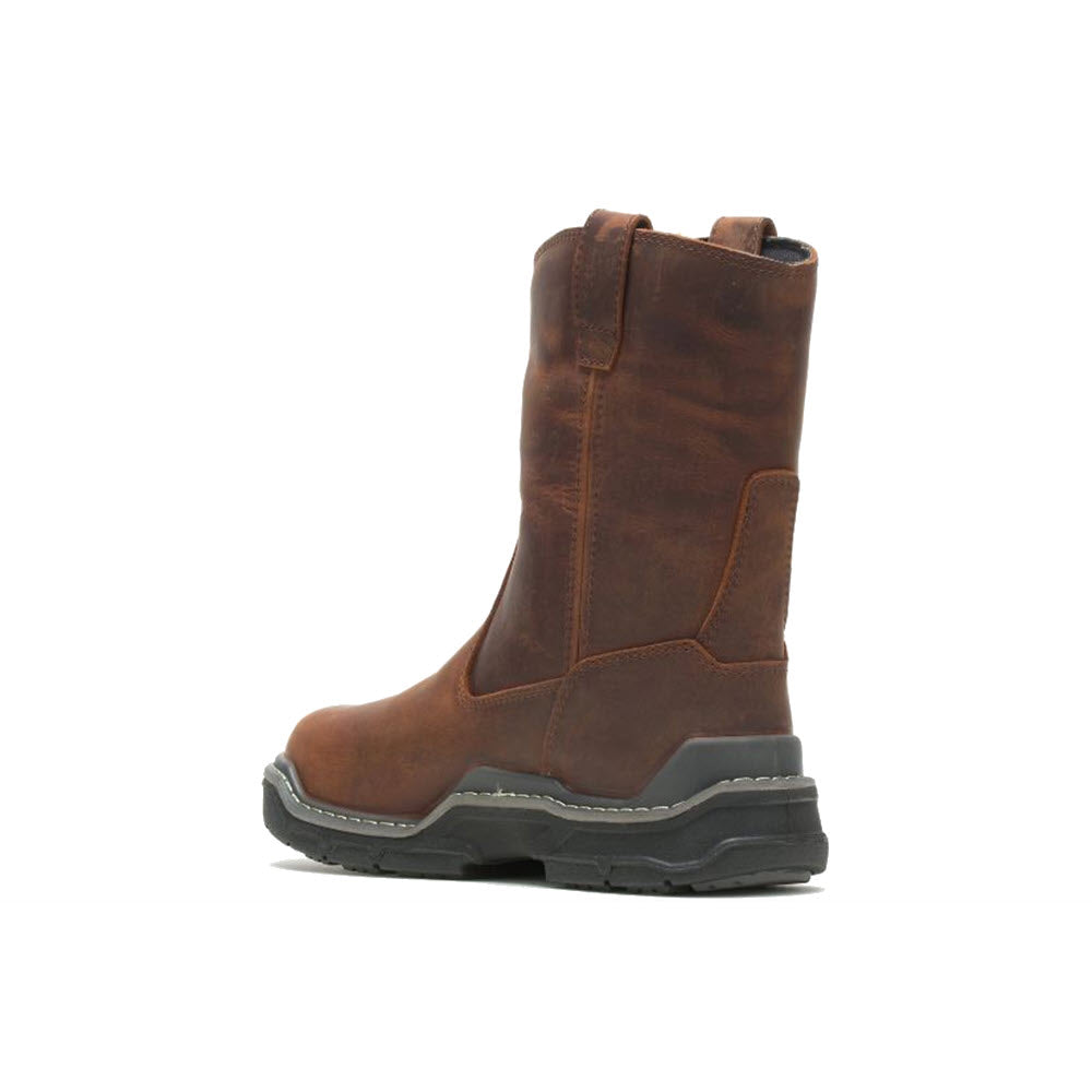 WOLVERINE RAIDER DURASHOX PEANUT - MENS brown leather work boot isolated on a white background.