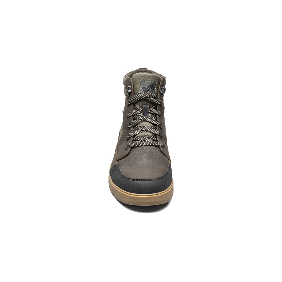 A single Forsake Mason High Boot Waterproof Brown hiking boot with laces, viewed from the front against a white background.