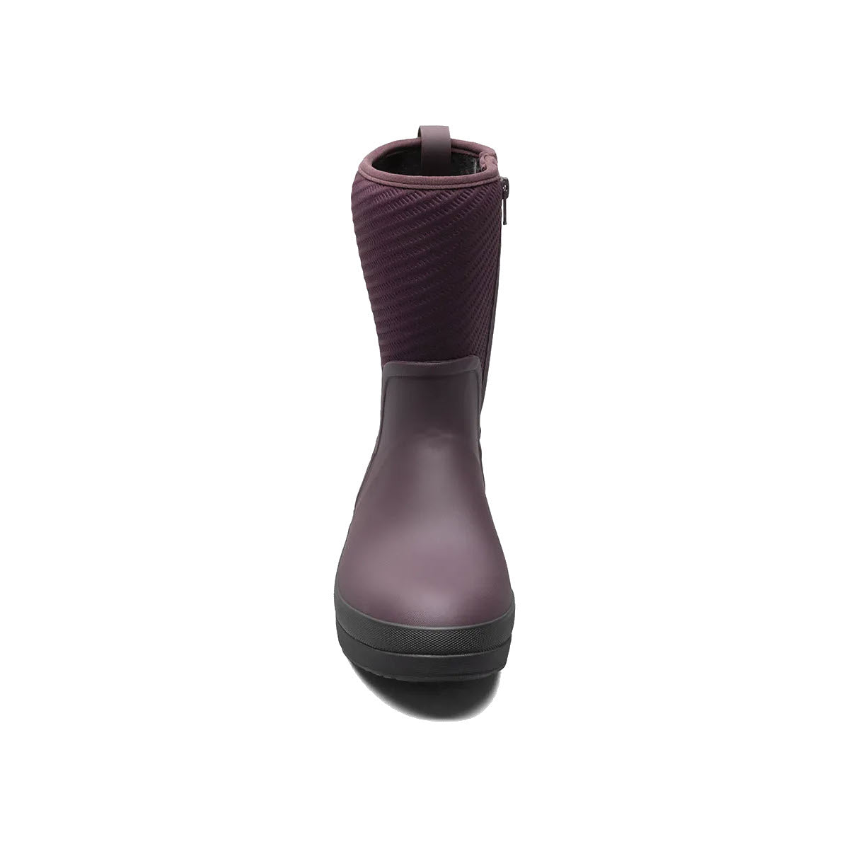 A single wine-colored Bogs Crandall II Mid Zip boot with a textured upper section and side zipper, displayed against a white background.