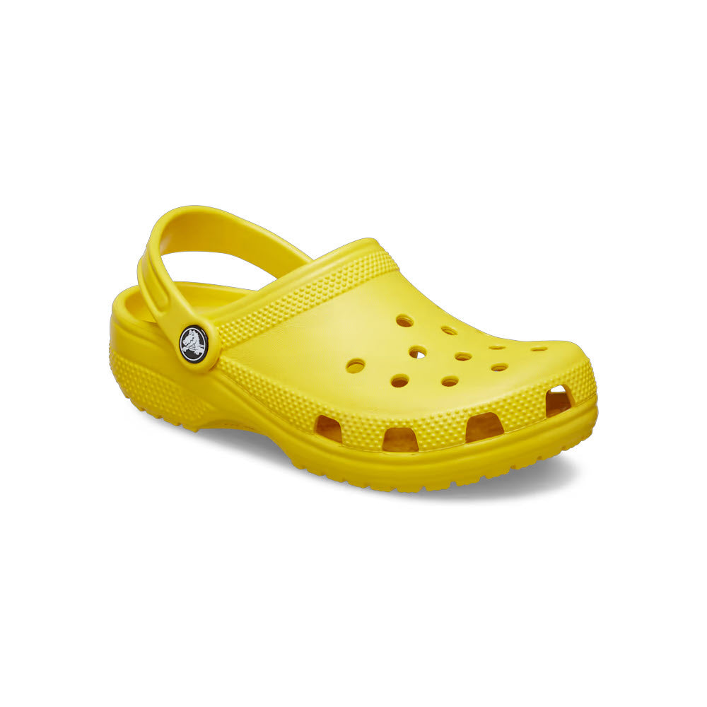 A single yellow Crocs Classic Clog Sunflower shoe displayed at a three-quarter angle against a plain white background.