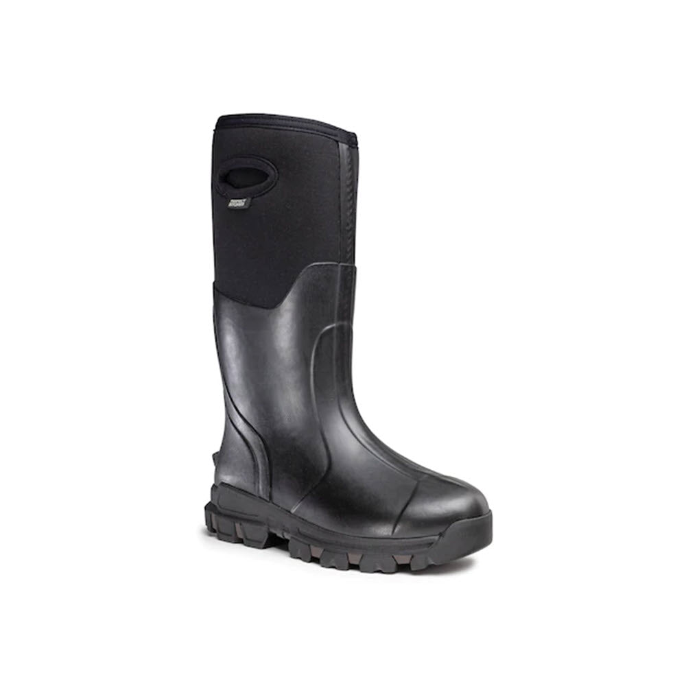 Perfect Storm Mudonna XT High Black - Women&#39;s rubber boot with a thick traction sole and a neoprene upper section, displayed on a white background.