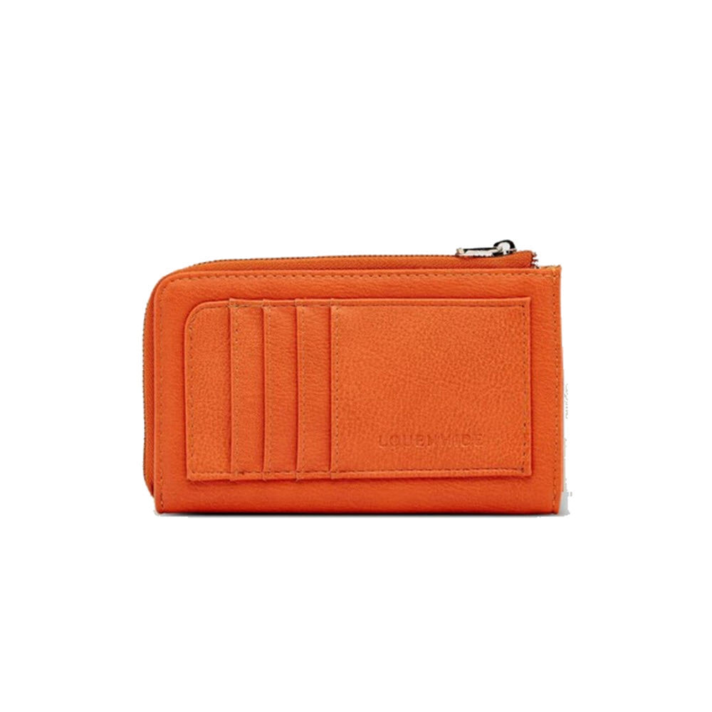 Louenhide TYRA cardholder tangerine with multiple card slots and a zip pocket, featuring the embossed logo "lottiemoss" on the front.