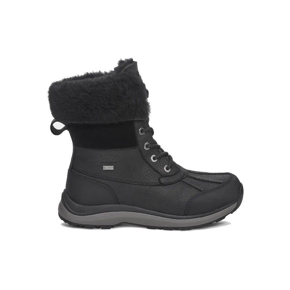 UGG ADIRONDACK BOOT III BLACK/BLACK - WOMENS winter boot with fur lining and lace-up front, set against a white background.
